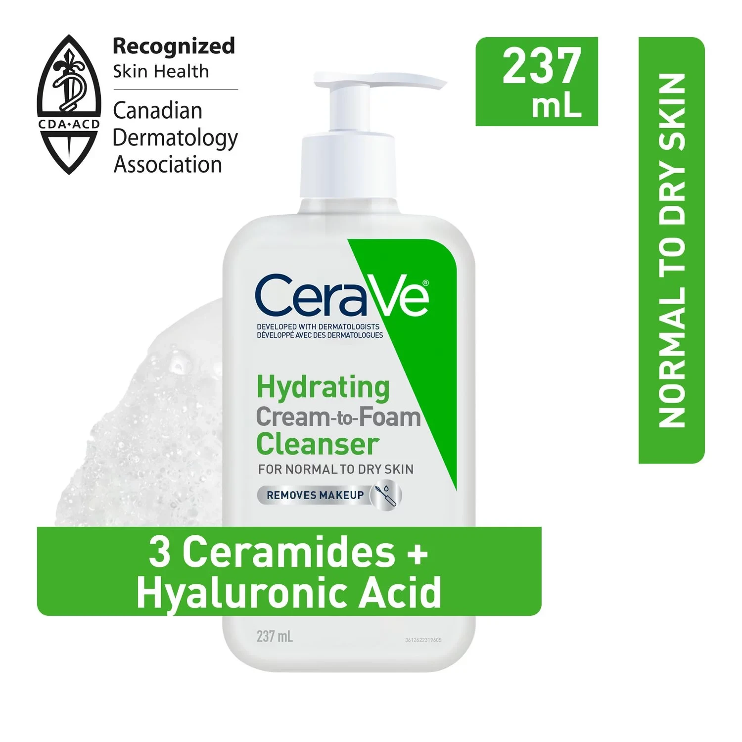 CeraVe Hydrating Cream to Foam Cleanser (237mL)