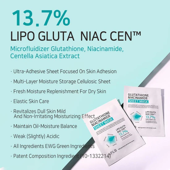 Alt Text: APLB Glutathione Niacinamide Sheet Mask